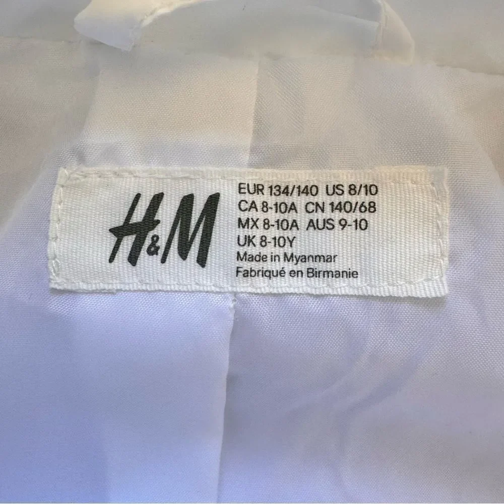 H&M White Black NASA Front Zipper Windbreaker Kids Jacket SZ M (8-10) # 2478